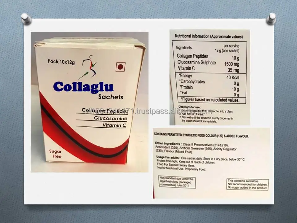 
Collagen Peptides ,Glucosamine Sulphate ,Vitamin C in Sachet 