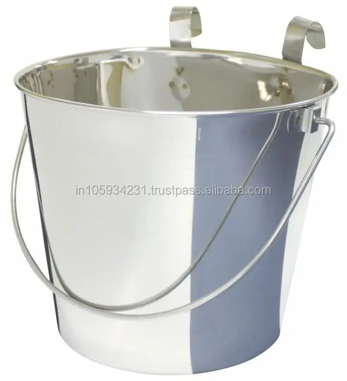 Shiny finish - Stainless Steel Flat sided Pet Pail bucket without Lid