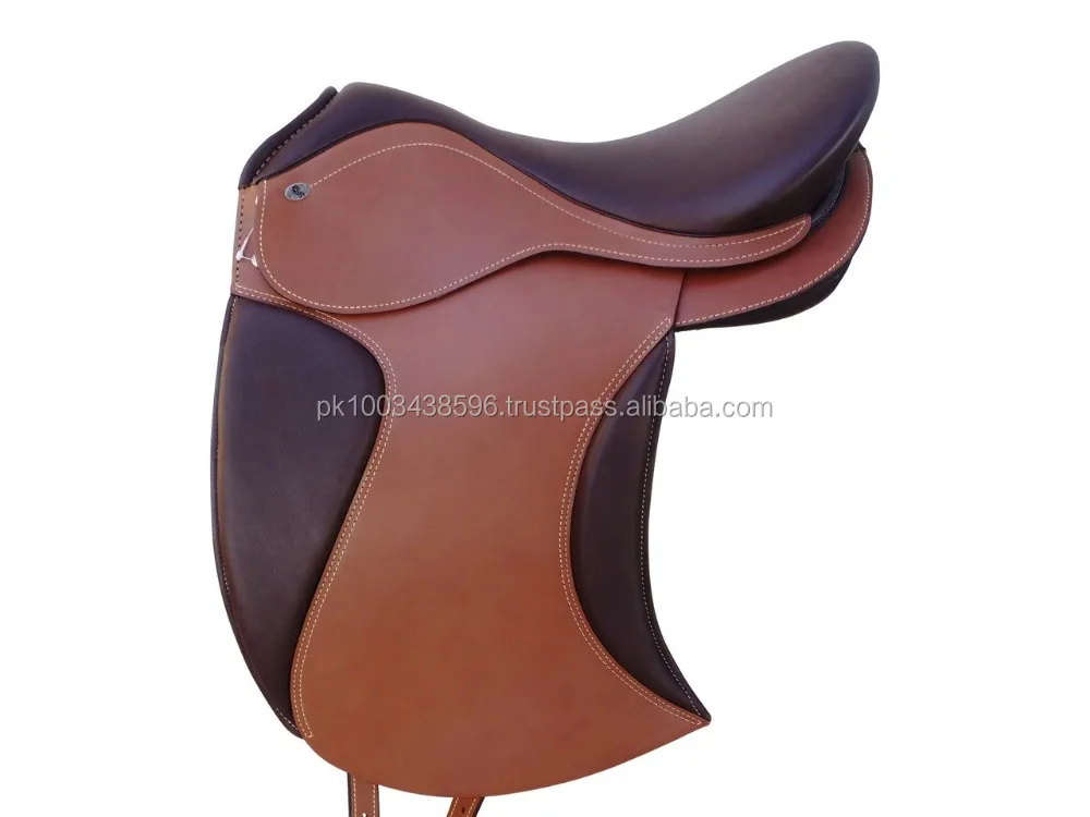 Black / Brown English Dressage Treeless Endurance GP all purpose leather saddle for horse