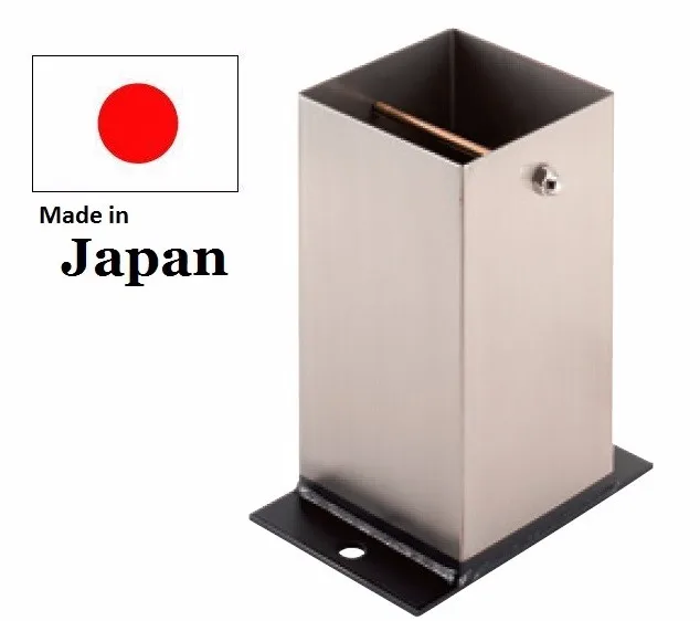 Stainless steel embedding steel post base plate for column at balcony, porch, veranda made in Japan