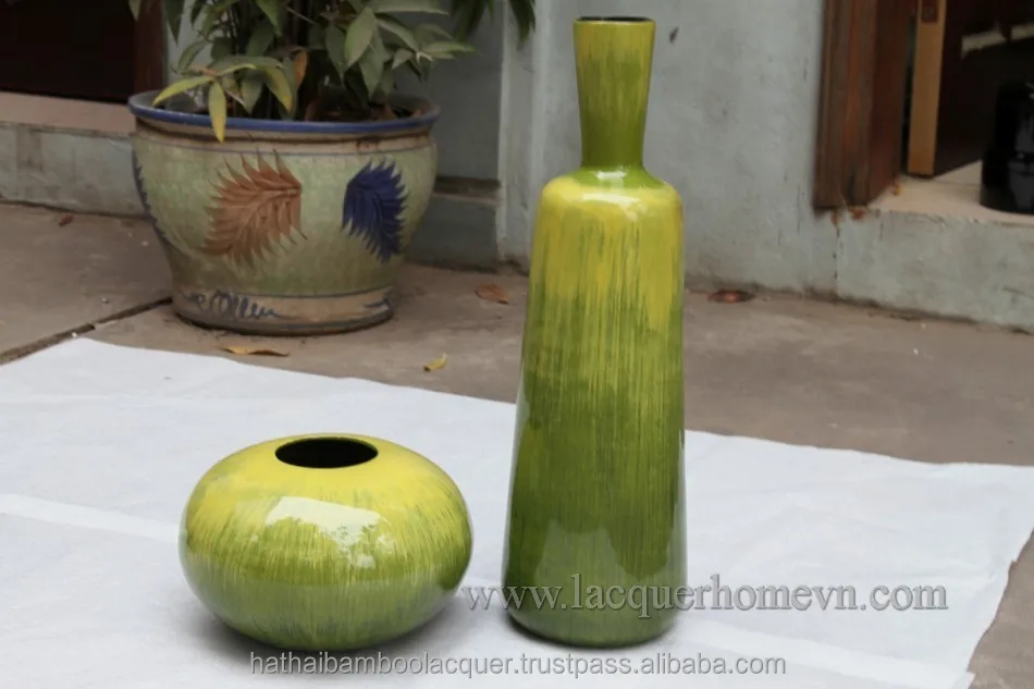 HT6078 ceramic lacquer flower vases, made in Vietnam