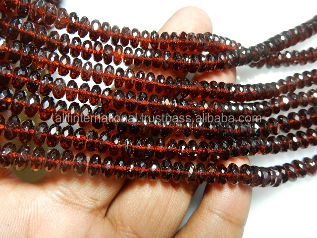 Indian Manufacturer Gemstone Beads 100% Natural Mozambique Garnet Faceted Rondell Beads Size 6MM Wholesale Price