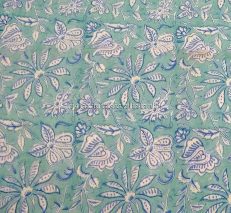 Indian Block printed Cotton Fabric Handmade Floral Print Sanganeri Fabric