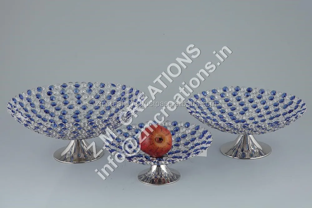Best-Selling Luxurious Crystal Fruit Bowl Decorative Metal & Crystal for Weddings & Parties for Food Display