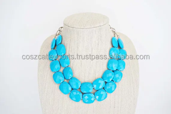 Turquoise Faceted Gemstone Fashion Statement Bead Necklace Jewelry