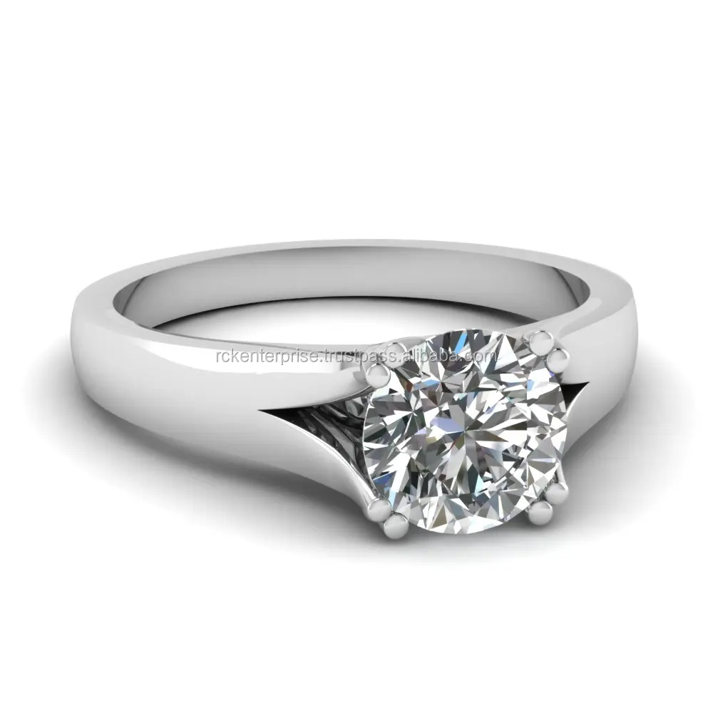 8.50 MM Round Cut Moissanite Solitaire Ring For Engagement 925 Sterling Silver Ring For Gift