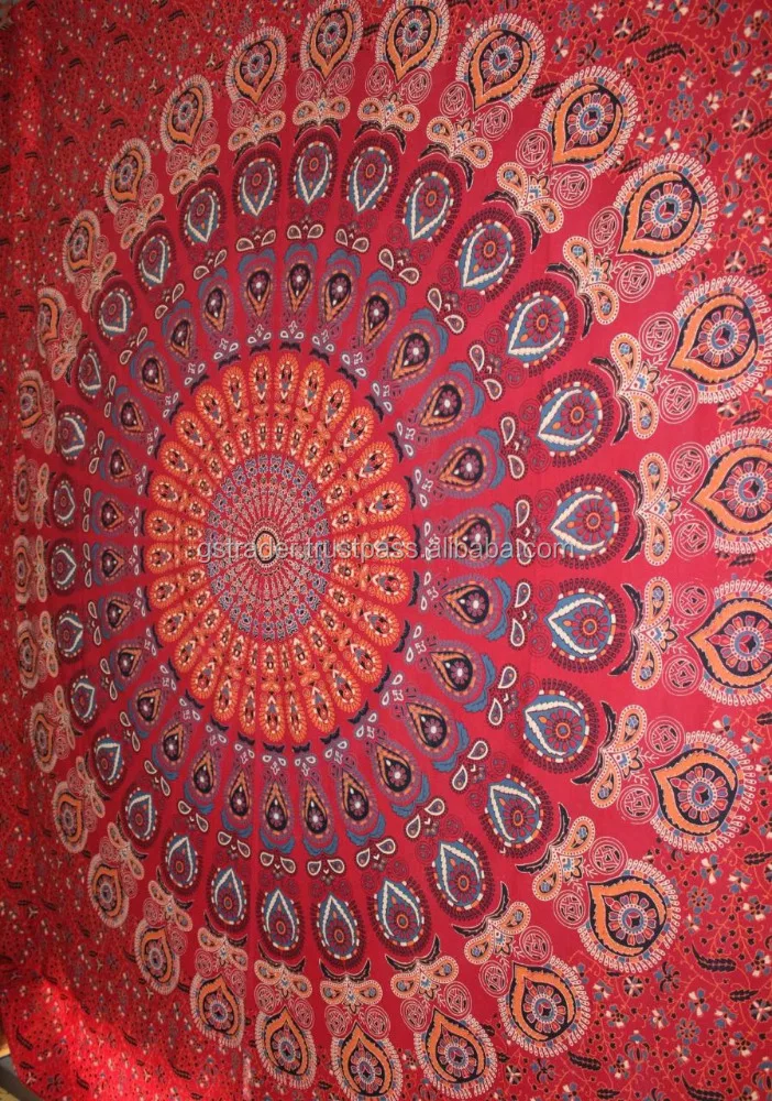 wholesale custom printed indian mandala tapestry,Rajasthani Home Textiles Handmade Printed Mandala Beach Hippie Cotton bed sheet