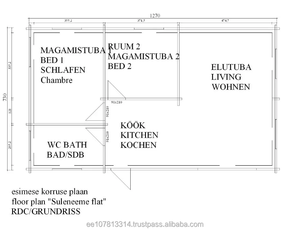 
Bed Room House, Office Suleneeme Prefabricated Log Cabin, Flat Packed, EU Standard, Selfbuild Optimized, Energy Efficient, 2 