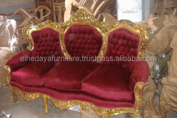 The most popular wholesale Red velvet baroque sofa living room sofas classic baroque royal sofa  with good price