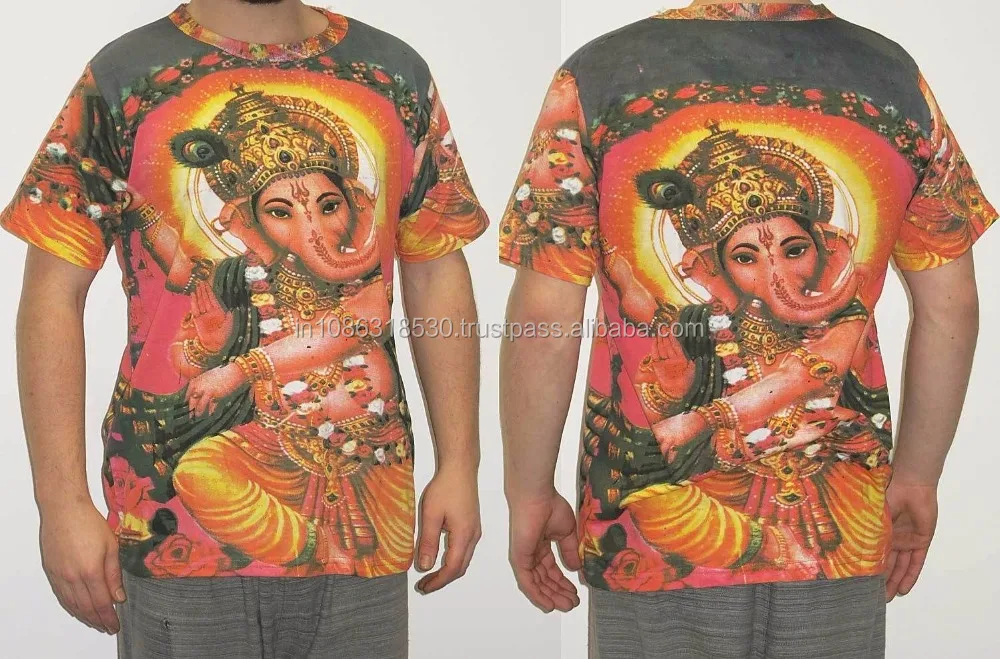 Gods & Ganesha DIVINE Indian Hindu Indian Lord Deity T shirt Psychedelic Unisex wear Hippie Dj Art T - Shirt shirt M / L / Xl