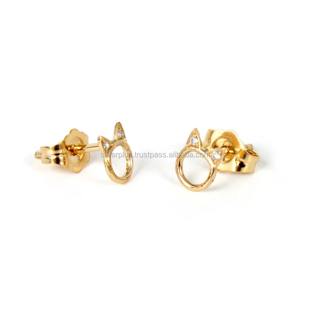 18k Yellow Gold Real Diamond Stud Earrings, This Earrings Available in All Three Gold Rose / Yellow / White