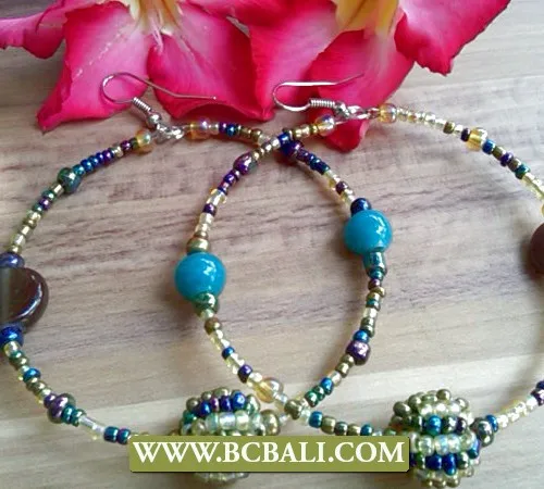 hoop earrings beads glass handmade design