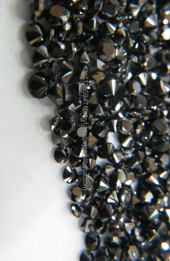 1.6-2mm Natural Loose Round Brilliant Cut Cut Fancy Black Diamonds for Setting Opaque Top Quality