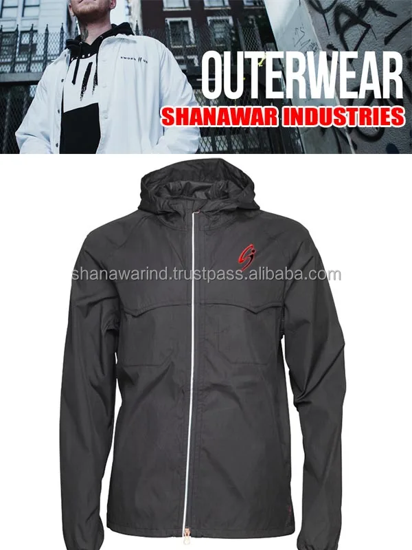 High Street Style Lightweight Windbreaker Winter Jacket for Men 100% Nylon Water Resistant Shell