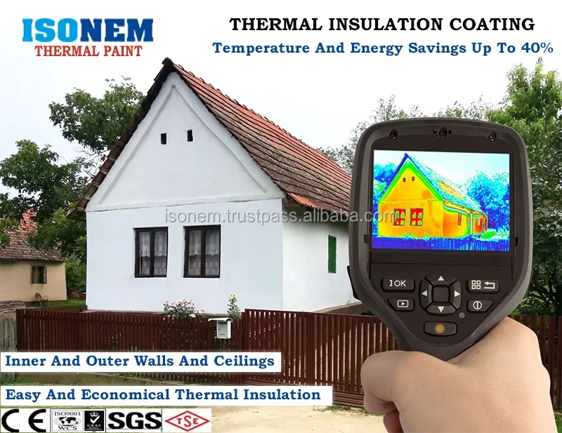Isonem Thermal Paint for outdoor and indoor walls, roofs, energy saving colored (Exterior & Interior Heat Insulation Paint)