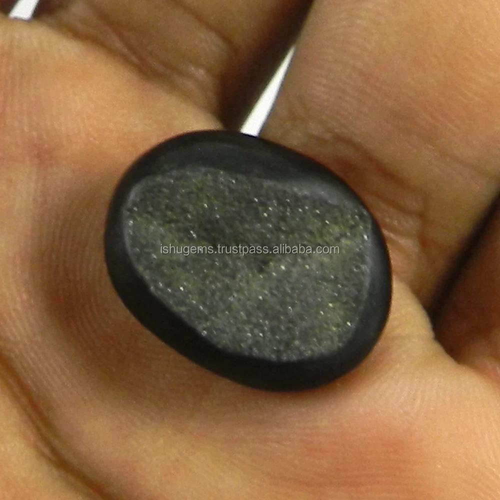 3.66 gms Natural Black druzy Oval Cab 16*21mm gemstone for jewelry IG1142