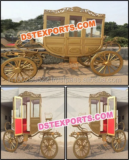 Royal Black Gold Horse Carriage Wedding Luxurious Royal Horse Carriages Presidential Royal Horse Drawn Carriage