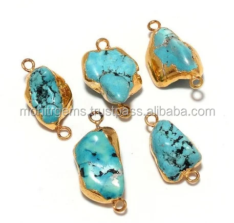 Uneven Turquoise Hole Loop 22 Ct Gold E-Plated Connectors Accessories