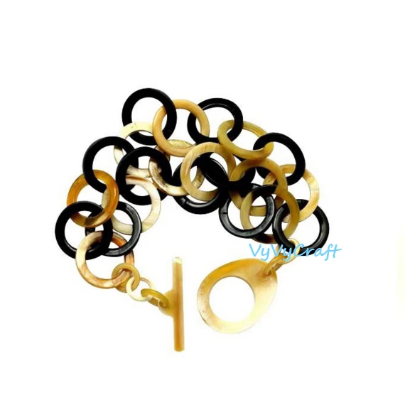 
Nice Color High Quality Buffalo Horn Jewelry VCH-034 Cow Horn Chain Link Bracelet 