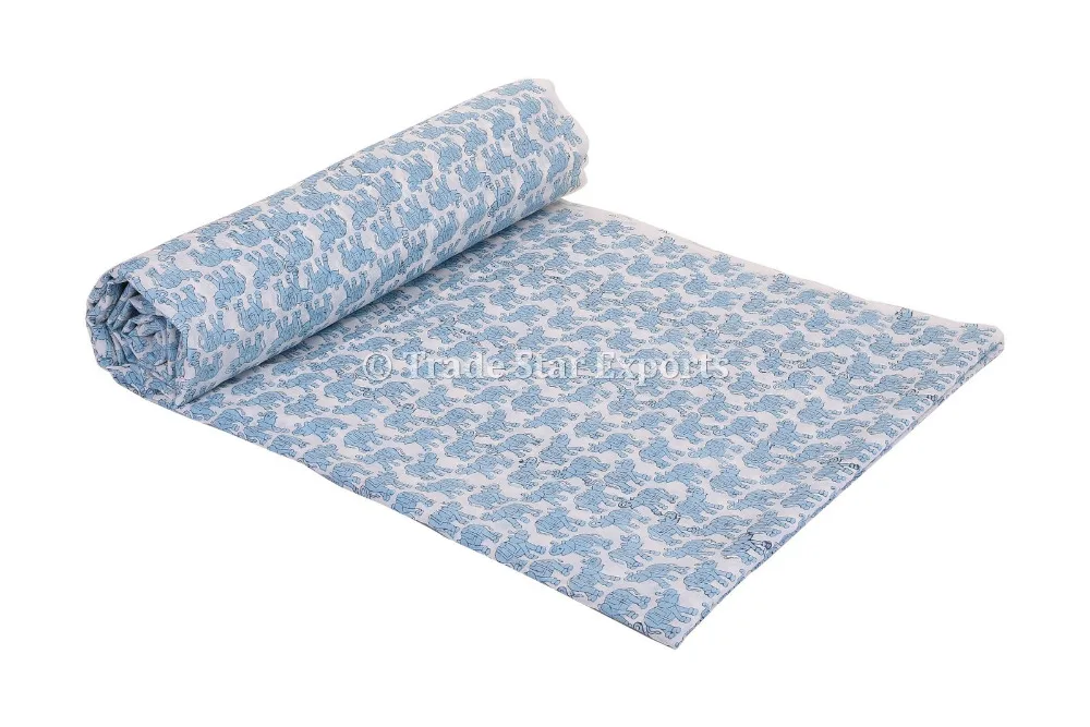 Hand Block Art Indian Cotton Home Textile Upholstery Voile Elephant Print Fabric Rajasthani Printed Kid Fabric Printed Material