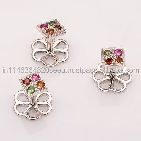 Multi Tourmaline Hydro Gemstone Fashionable Gold Plated Handmade Cufflink