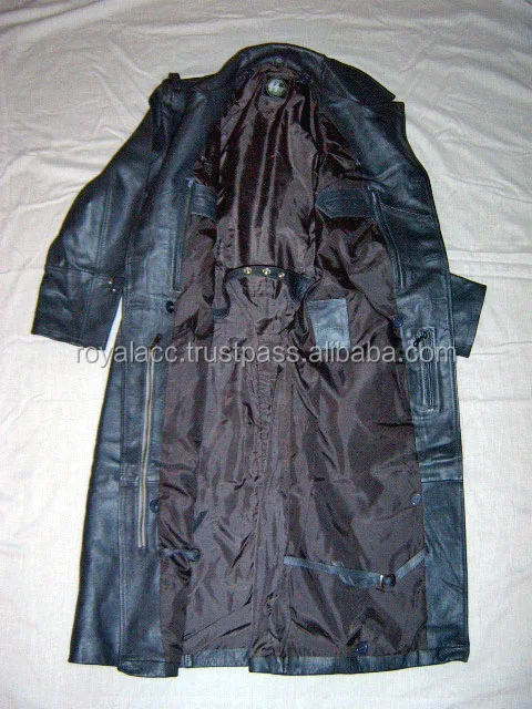 high quality customized Leather fur type great coat field grey wool jacket OEM long coat in black color filling material