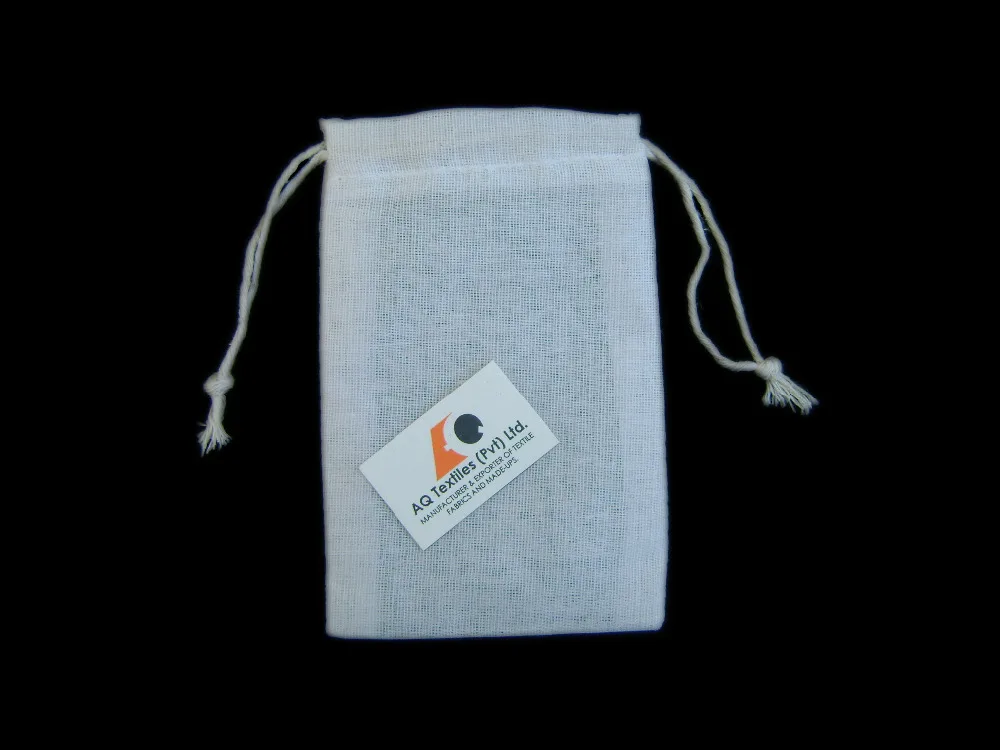 Мешок из белого муслина на шнурке-белый шнур на шнурке-Индивидуальный размер.