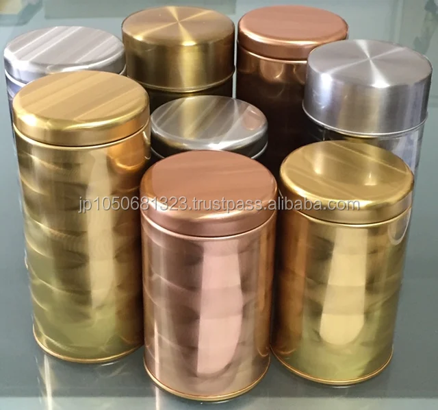 High quality round tin can box with internal lid made in Japan, small lot available