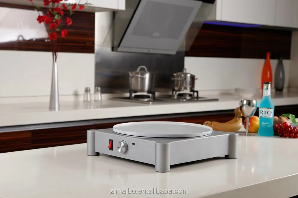 Aluminum 1000W Non-Stick Round Home Electric Egg Crepe Pancake Maker