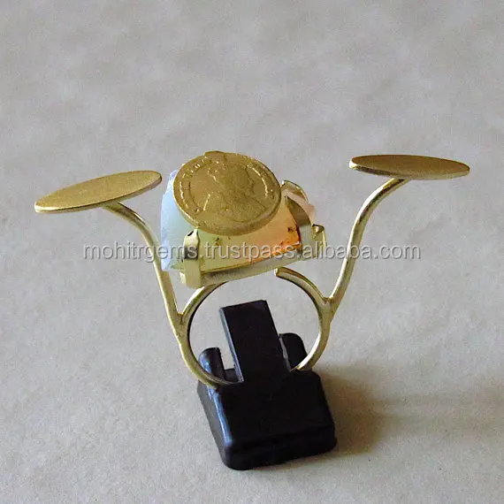 22 Ct Gold Plated White Moon-Stone Coin Vintage Cocktail Adjustable Vintage  Rings