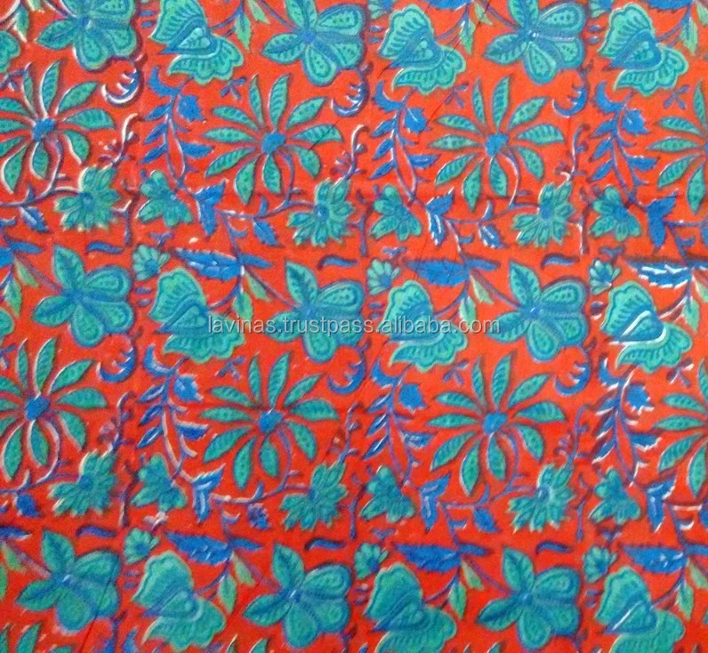 Indian Cotton Block Printed Floral Sanganeri Handmade Jaipuri Textile Wholesaler