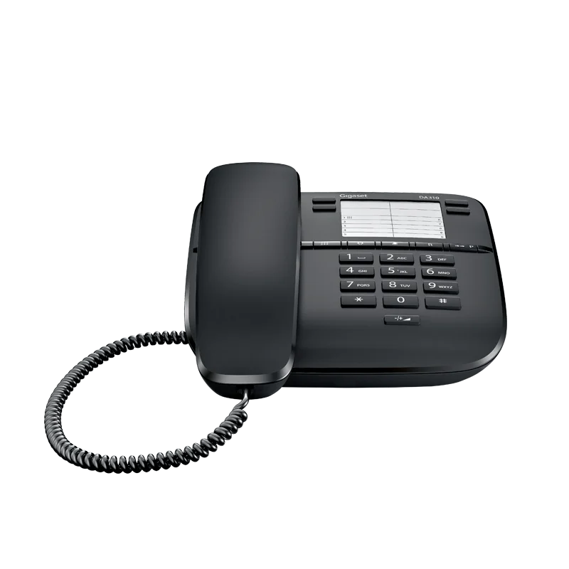 Corded telephone with 10 speed dial numbers GIGASET DA310 Black White colors