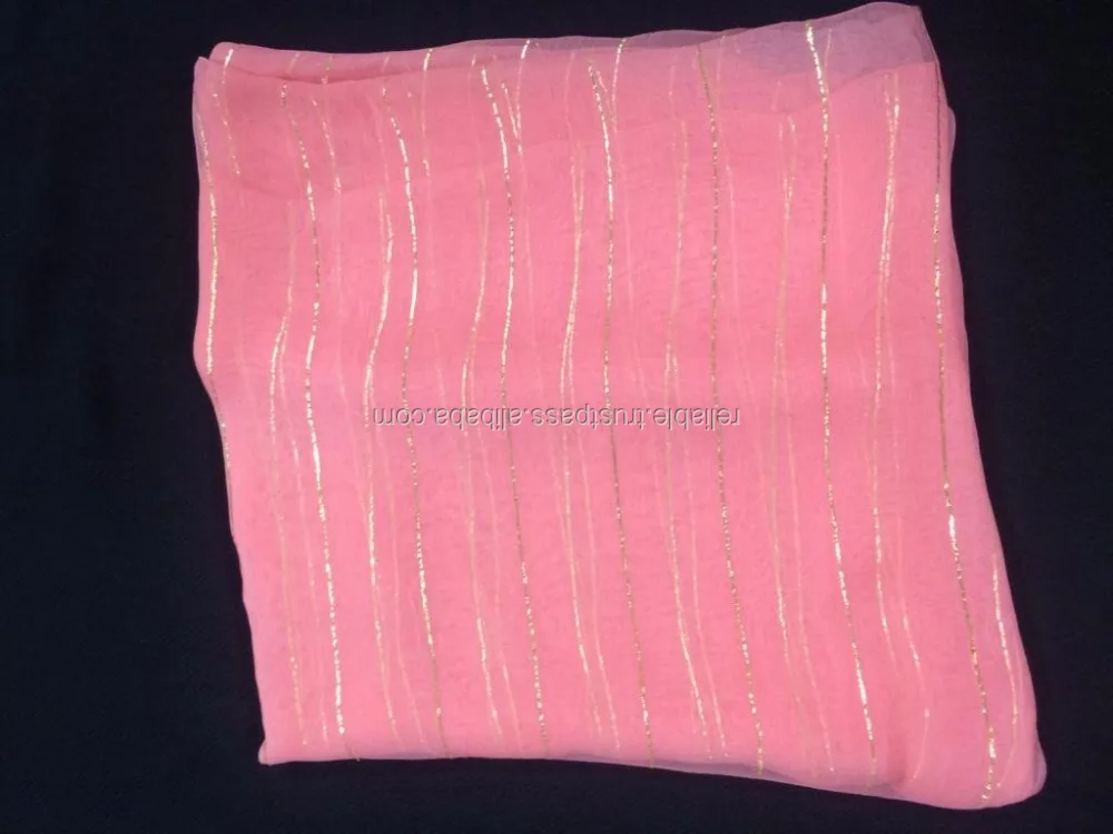 Complete Range of Gold Simple Lurex Lines on Silk Chiffon Scarves