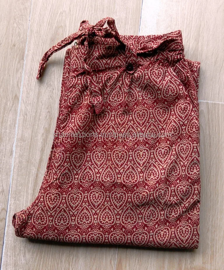 Beautiful Hand Block Printed Cotton Long Pant With Elastic Waist, Colorful Print Pant For Casual Street & Night Sleep Wear Pant