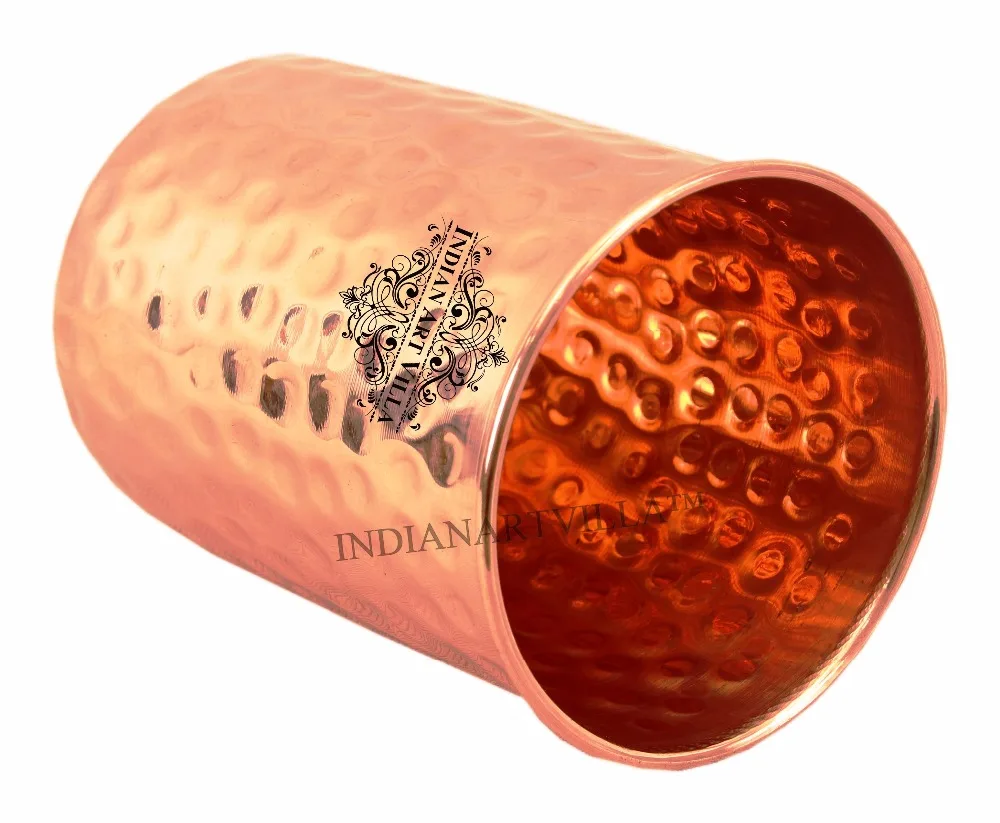 Handmade Hammered Pure Copper Glass For Drinking Purpose Copper Water Glass Tumbler At Wholesale Price