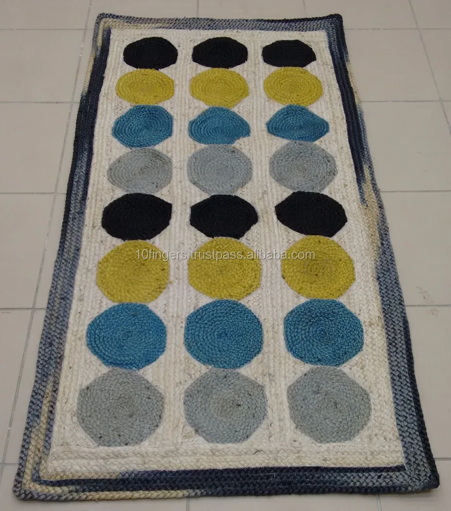 Rectangle Natural Jute Braided cheap rag rugs Export Quality Available in all sizes for Hotel living room