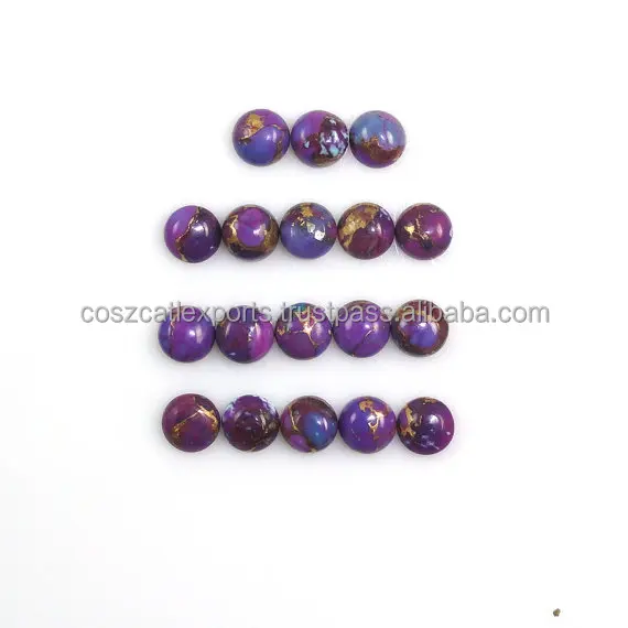 Purple Copper Turquoise crystals healing stones Round Shape Loose Cabochon Gemstone for jewelry