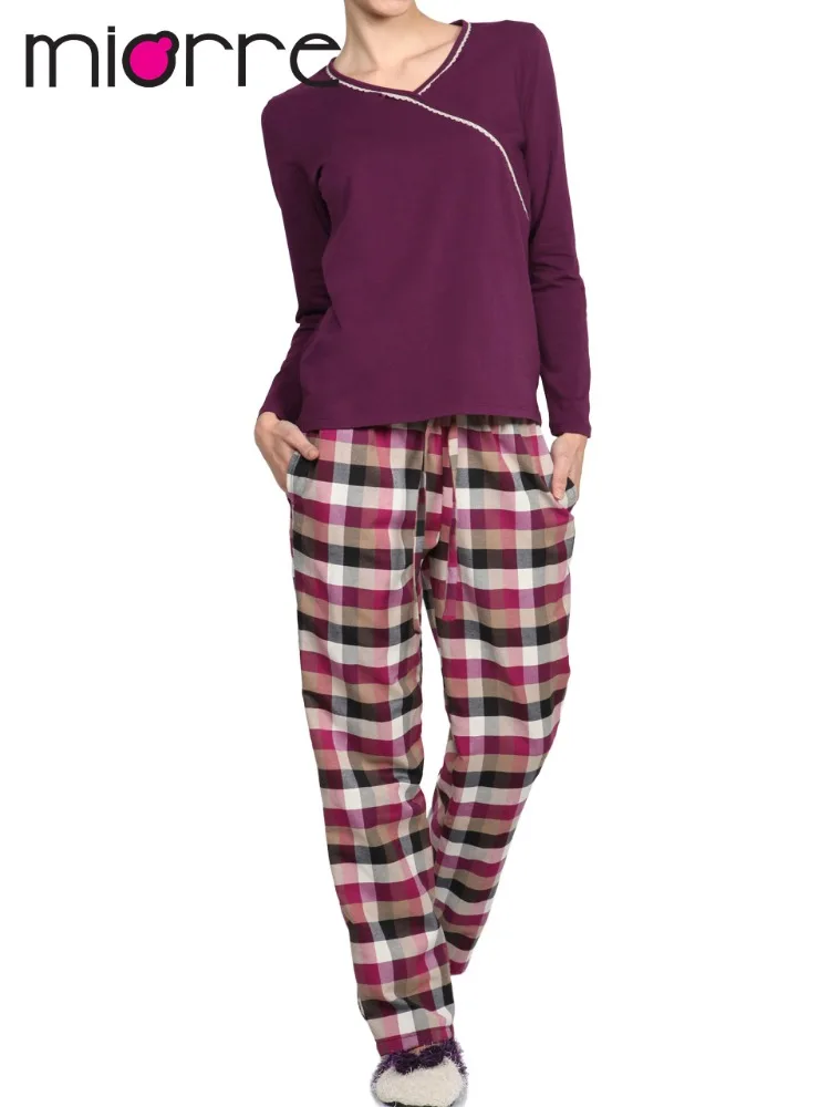 
Miorre OEM Wholesale Women Long Sleeve Elegant Lace Details & Comfort Cut Pajamas Set 