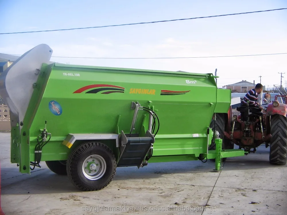 Wagon Horizontal Auger High Quality Tmr Mixer Wagon 8m3 Livestock Feed Mixer Made in Turkey