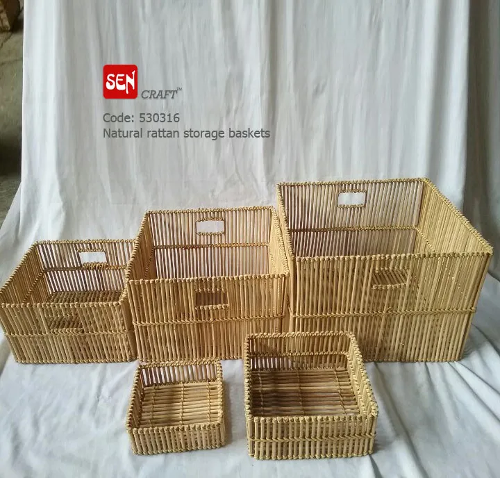 
Handmade rattan storage basket 