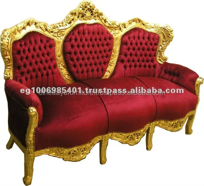 The most popular wholesale Red velvet baroque sofa living room sofas classic baroque royal sofa  with good price