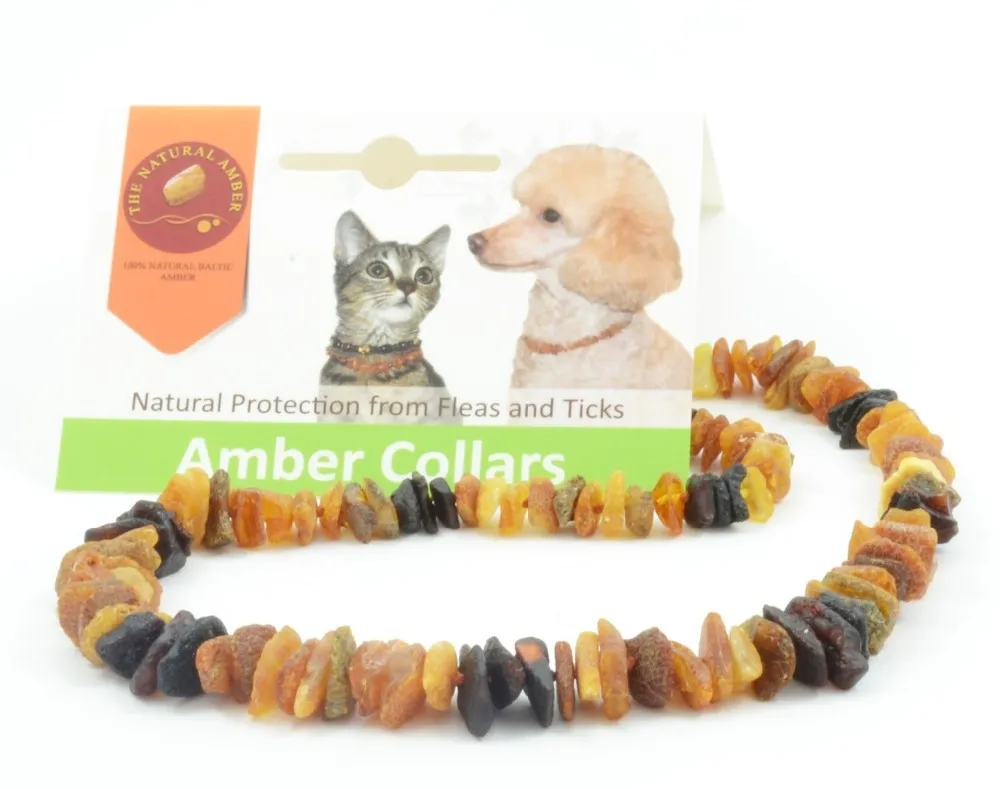 Amber Pet Necklaces for Cats and Dogs, Raw Amber Beads, Various Lengths