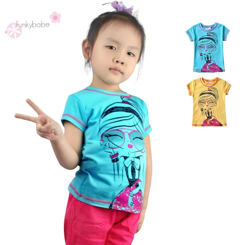 
 Мода девочек история качество о-образным вырезом хлопок детские футболки  