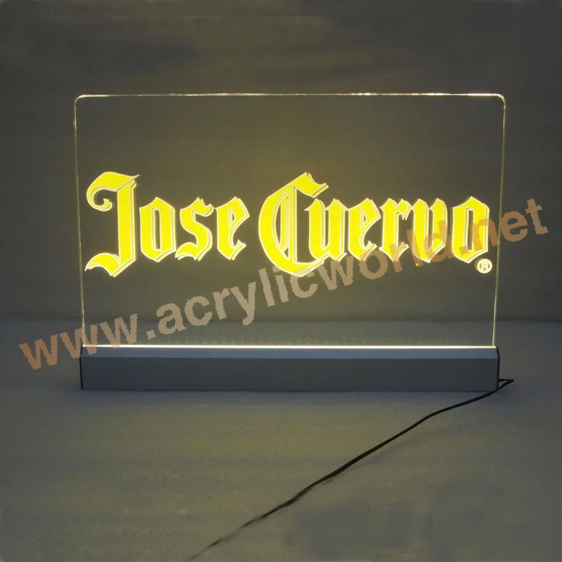 illuminated laser engraving counter top popular acrylic led sign with base manufacturer