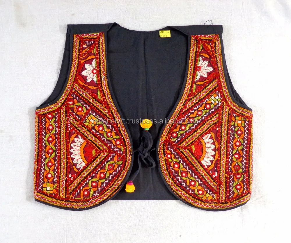 Vintage mirror work kutch embroidered jacket - Wholesale hand embroidery sleeveless vest- Indian women waistcoat - koti - shrug