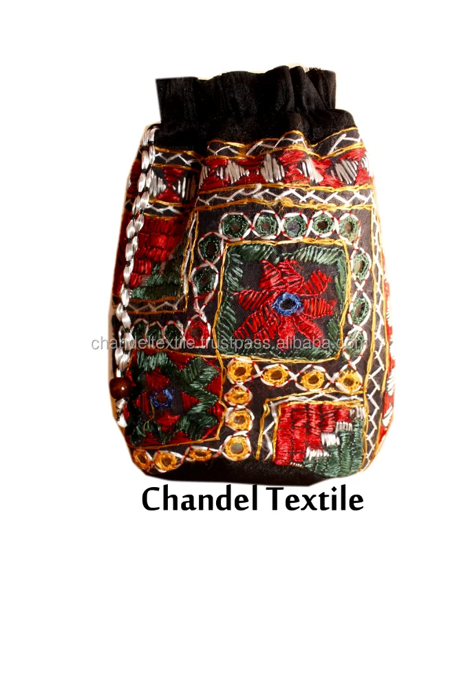 Hand made mirror work Potli Embroidered Designer Indian Purse Hippie Boho Clutch Sequins Craft pouch Bag Wedding Party potli bag