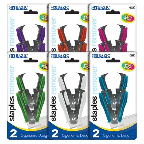 BAZIC Bright Color Ergonomic Claw Style Staples Remover (2/Pack)