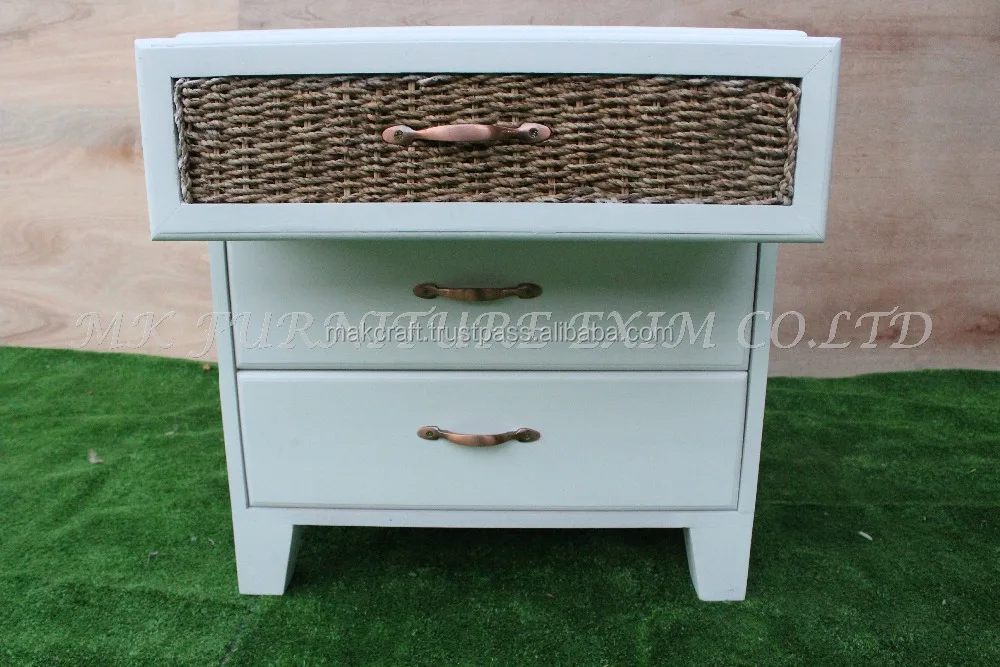 
Water Hyacinth Indoor Rattan Small Cabinet 3 Drawers Living Room Furniture Accessories Products 
