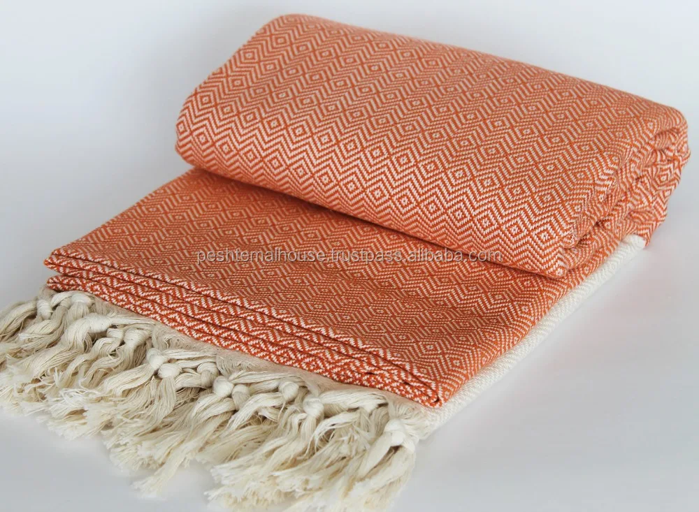 Diamond Blanket & Throw Turkish Cotton Towel Blanket Manolia Picnic Wholesale 100% Cotton 140*230 1100 GR