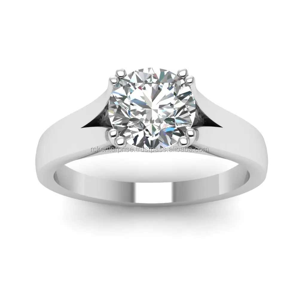 8.50 MM Round Cut Moissanite Solitaire Ring For Engagement 925 Sterling Silver Ring For Gift